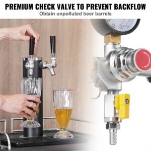 triple gauge regulator, co2 regulator gauge with 0 60psi, heavy duty co2 gauge gas system, draft beer regulator with check valve, adjustable pressure regulator for draft beer homebrew, cga320