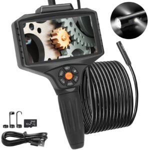 triple lens borescope, 5" ips screen inspection camera with lights, 8x zoom 1080p hd split screen, 10 led lights scope endoscope camera for automotive, plumbing(16.5ft cable, 32gb card)