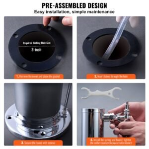 triple taps draft beer tower dispenser, stainless steel keg beer tower, kegerator tower kit with pre assembled tubing and self closing faucet shanks for party, bar, pub, restaurant