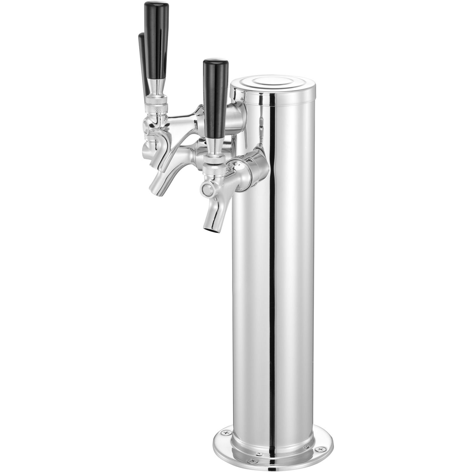 triple taps draft beer tower dispenser, stainless steel keg beer tower, kegerator tower kit with pre assembled tubing and self closing faucet shanks for party, bar, pub, restaurant