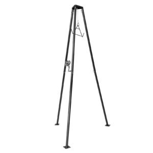 Tripod Deer Hoist, 500 lbs Load Capacity, Hunting Game Hoist Winch Lift with Gambrel & Manual Winch, Hunting Game Skinning and Cleaning Accessory for Cleaning, Skinning, and Moving, Black