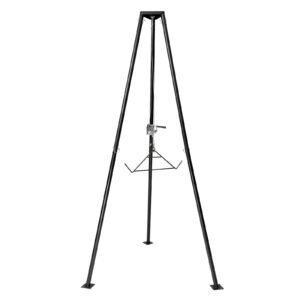 tripod deer hoist, 500 lbs load capacity, hunting game hoist winch lift with gambrel & manual winch, hunting game skinning and cleaning accessory for cleaning, skinning, and moving, black