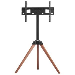 Tripod Easel TV Stand, for 40-65 inch Flat Screen/Curved TVs Up to 99 lbs, 18° Left-Right Rotation Portable TV Stand with Oak Wood Legs, for Bedroom, Living Room, Studio, MAX VESA 600 x 400 mm