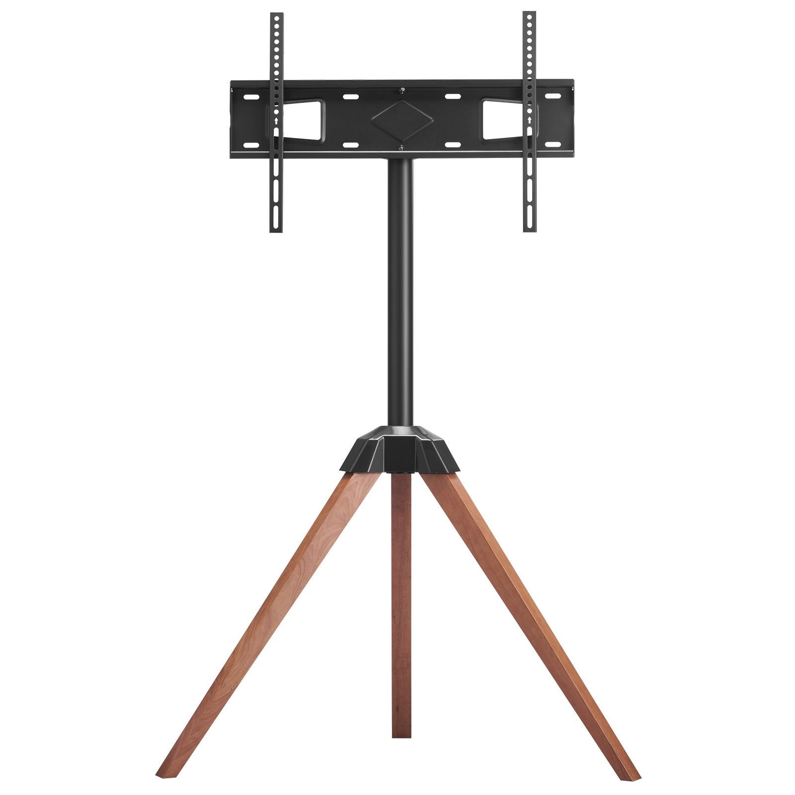 tripod easel tv stand, for 40 65 inch flat screen/curved tvs up to 99 lbs, 18° left right rotation portable tv stand with oak wood legs, for bedroom, living room, studio, max vesa 600 x 400 mm