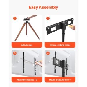 tripod easel tv stand, for 40 65 inch flat screen/curved tvs up to 99 lbs, 18° left right rotation portable tv stand with oak wood legs, for bedroom, living room, studio, max vesa 600 x 400 mm