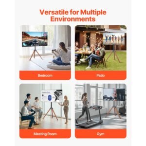 tripod easel tv stand, for 40 65 inch flat screen/curved tvs up to 99 lbs, 18° left right rotation portable tv stand with oak wood legs, for bedroom, living room, studio, max vesa 600 x 400 mm