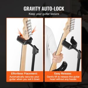 tripod guitar stand, 33 lbs/15 kg load capacity, floor standing foldable guitar stand display rack with 35.4 47.2 in/900 1200 mm adjustable height, for guitar acoustic electric classical bass