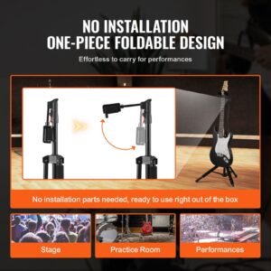 tripod guitar stand, 33 lbs/15 kg load capacity, floor standing foldable guitar stand display rack with 35.4 47.2 in/900 1200 mm adjustable height, for guitar acoustic electric classical bass
