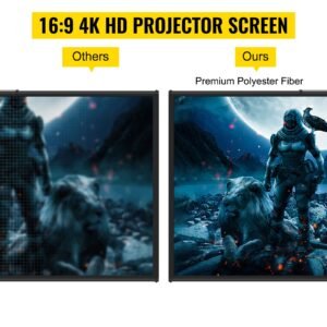 tripod projector screen with stand 90 inch 16:9 4k hd projection screen stand wrinkle free height adjustable portable screen for projector indoor & outdoor for movie, home cinema, gaming, office