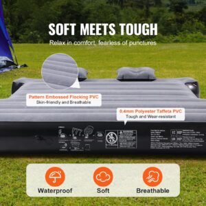 truck bed air mattress, for 5.5 5.8 ft full size short truck beds, inflatable air mattress camping bed with 12v air pump 2 pillows, carry bag, for silverado, ram, f series, sierra, titan, tundra