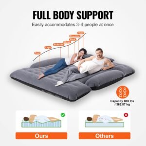 truck bed air mattress, for 6 6.5 ft full size truck beds, inflatable air mattress camping bed with 12v air pump 2 pillows, carry bag, for chevrolet silverado, dodge ram, ford 150/250/350