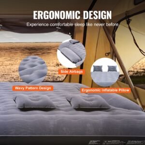 truck bed air mattress, for 6 6.5 ft full size truck beds, inflatable air mattress camping bed with 12v air pump 2 pillows, carry bag, for chevrolet silverado, dodge ram, ford 150/250/350