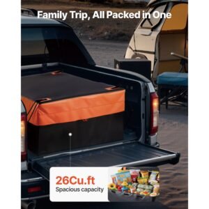 truck bed cargo bag, waterproof 840d pvc, 51.18 x 40.16 x 21.85 in (26 cu. ft), heavy duty cargo bag for truck bed with bungee cords, net and carabiners, fits a variety of suv & pickup trucks