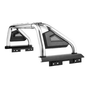 Truck Bed Roll Bar, Universal Adjustable Sport Bar Chase Rack Compatible with Full-Size & Mid-Size Pickup, With LED Brake Light, Stainless Steel + Carbon Steel No Rack Included