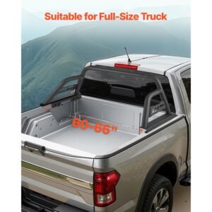truck bed roll bar, universal pickup sport adjustable bar chase rack compatible with full size truck, carbon steel construction with extension light bracket, no rack included