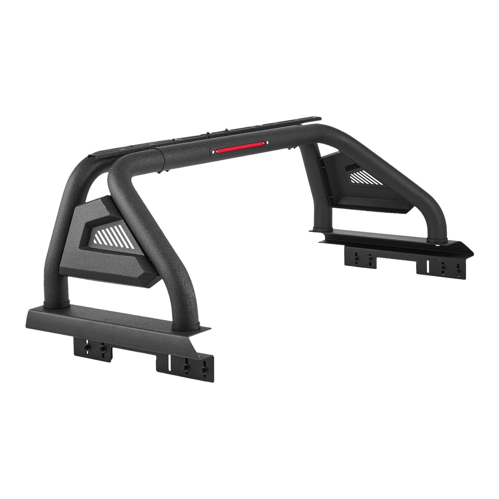 truck bed roll bar, universal pickup sport adjustable bar chase rack compatible with mid size truck, carbon steel construction with led brake light, no rack included