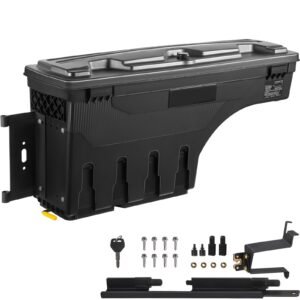 truck bed storage box, lockable lid, waterproof abs wheel well tool box 6.6 gal/20 l, compatible with chevrolet silverado 1500 gmc sierra 1500 2019 2020, driver side, black