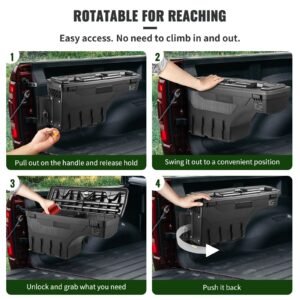 truck bed storage box, lockable lid, waterproof abs wheel well tool box 6.6 gal/20 l with password padlock, compatible with dodge ram 1500 2019 2021, driver side, black