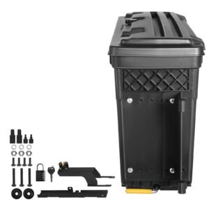 Truck Bed Storage Box, Lockable Swing Case with Password Padlock, 6.6 Gal/25 L ABS Wheel Well Tool Box, Waterproof and Durable, Compatible with Ford F-150 2015-2021, Passenger Side