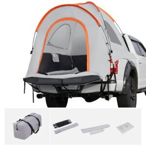 truck bed tent, 5.5' 6' pickup truck tent with rain layer and carry bag, waterproof pu2000mm double layer truck tent for camping, accommodate 2 3 person, for camping traveling outdoor activities