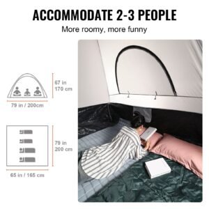 truck bed tent, 6.4' 6.7' pickup truck tent with rain layer and carry bag, waterproof pu2000mm double layer truck tent, accommodate 2 3 person, for camping traveling outdoor activities