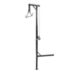 truck hitch game hoist, 400 lbs load capacity, hunting deer hoist with 2 inch receiver, 360 degree swivel shaft & adjustable height, includes gambrel winch for skinning & cleaning game
