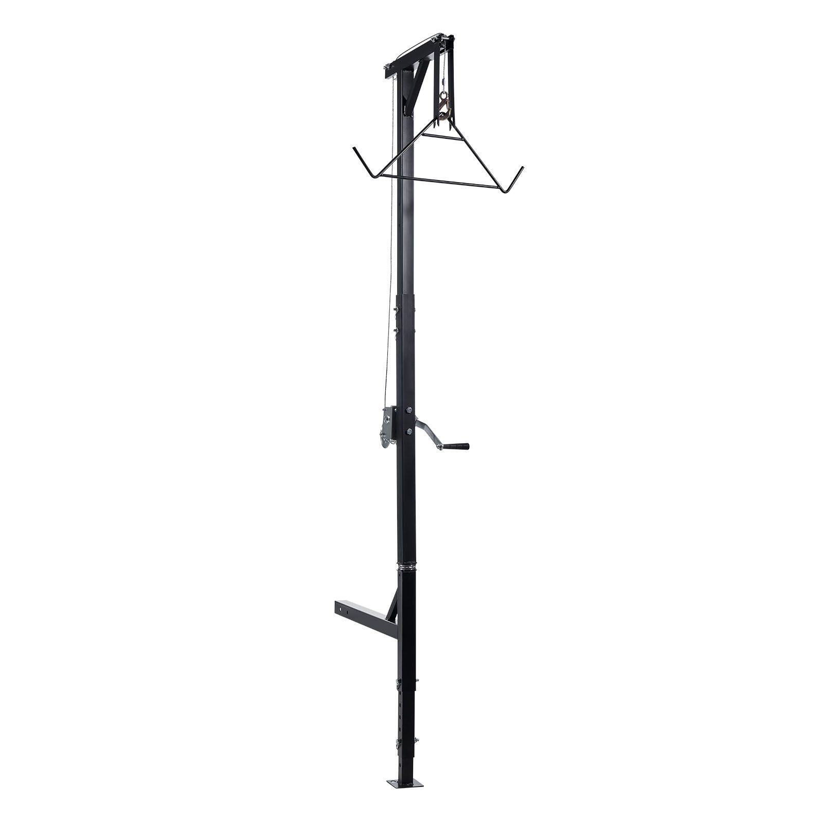 truck hitch game hoist, 400 lbs load capacity, hunting deer hoist with 2 inch receiver, 360 degree swivel shaft & adjustable height, includes gambrel winch for skinning & cleaning game