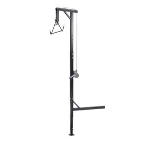 truck hitch game hoist, 500 lbs load capacity, hunting deer hoist with 2 inch receiver, 360 degree swivel shaft & adjustable height, includes gambrel winch for skinning & cleaning game