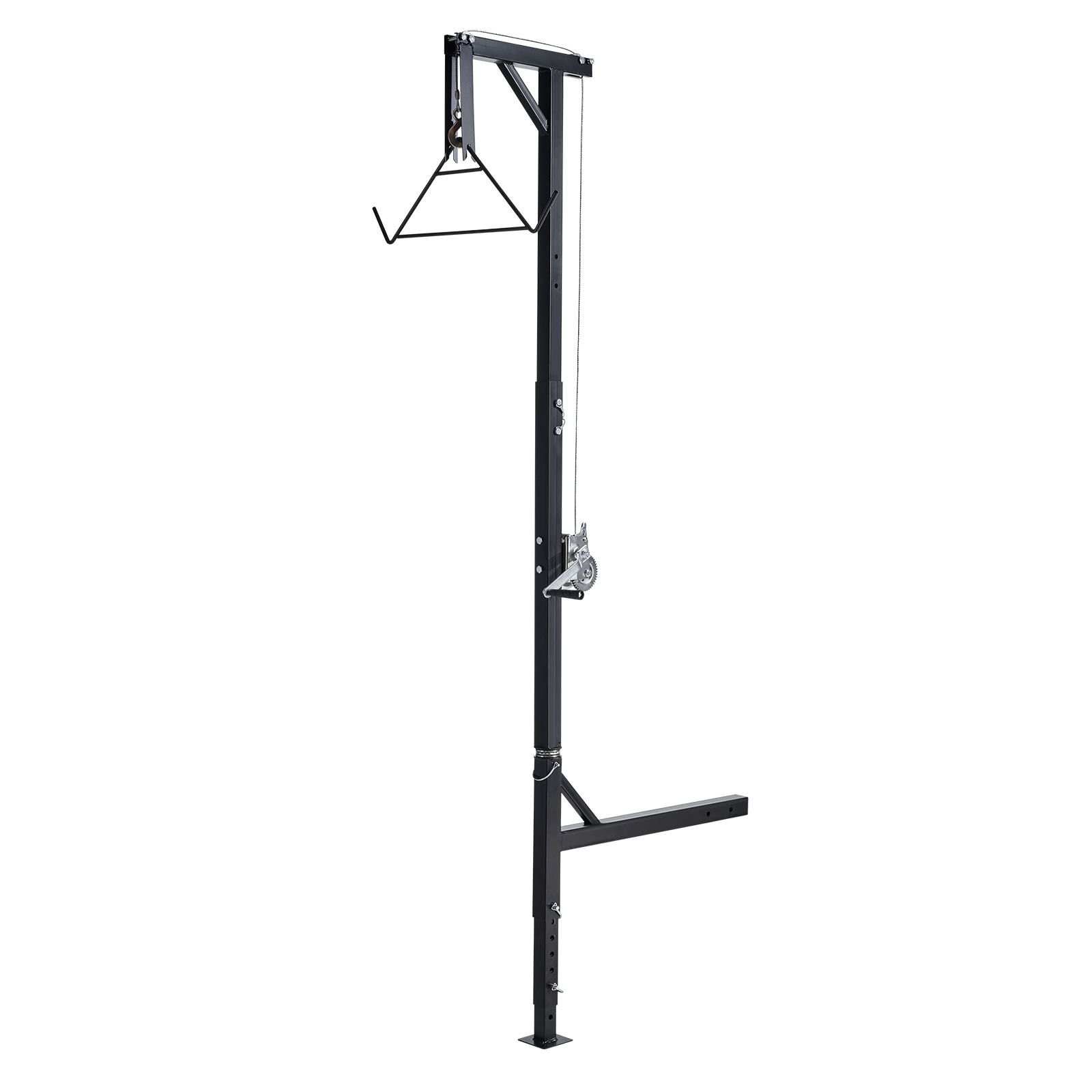 truck hitch game hoist, 500 lbs load capacity, hunting deer hoist with 2 inch receiver, 360 degree swivel shaft & adjustable height, includes gambrel winch for skinning & cleaning game