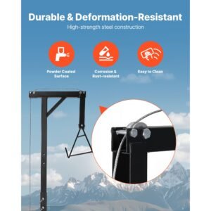truck hitch game hoist, 600 lbs load capacity, hunting deer hoist with 2 inch receiver, 360 degree swivel shaft & adjustable height, includes gambrel winch for skinning & cleaning game