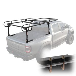 Truck Ladder Rack, 1000 LBS / 454 KG Strong Capacity Truck Racks, Non-Drilling / Drilling Installation for Long or Heavy Cargo, 43.3-63 inch Adjustable Width for Kayak, Ladder, Surfboard, Lumber