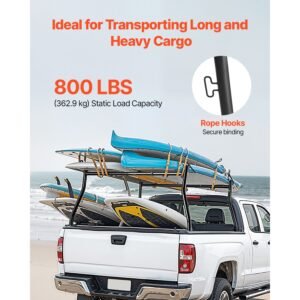 truck ladder rack, 49 73 in width, extendable universal cargo rack, heavy duty steel with 800 lbs static load capacity, ideal for canoes, surfboards, ladders, lumber, tents, and large cargo