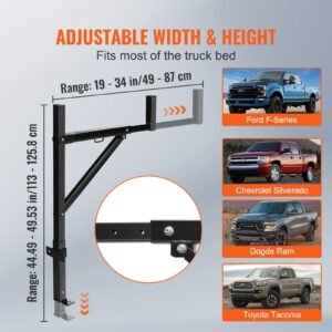 truck rack, 19 34inch extendable truck ladder rack, 38.6" 43.6" adjustable height, 250 lbs capacity steel ladder rack for truck, heavy duty truck bed rack for kayak, surfboard, lumber, ladder