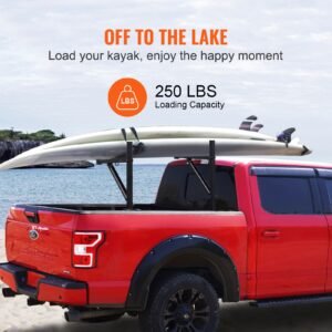 truck rack, 19 34inch extendable truck ladder rack, 38.6" 43.6" adjustable height, 250 lbs capacity steel ladder rack for truck, heavy duty truck bed rack for kayak, surfboard, lumber, ladder