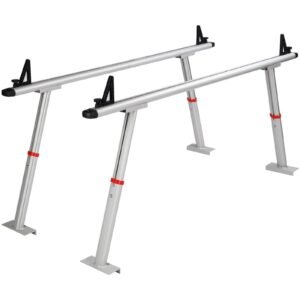 truck rack, 800 lbs capacity, 19 34in adjustable height, aluminum ladder rack for truck with 8 non drilling c clamps, heavy duty truck bed rack two bar set for kayak, surfboard, lumber, ladder