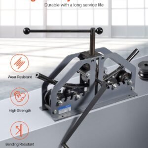 tube roller bender, max 1 1/2" manual tube pipe roller bender with 6 dies, 360° copper aluminum pipe bending tool for square, round tube & flat bar, ideal for hvac air conditioning auto repair