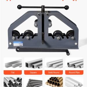 tube roller bender, max 1 1/2" manual tube pipe roller bender with 6 dies, 360° copper aluminum pipe bending tool for square, round tube & flat bar, ideal for hvac air conditioning auto repair