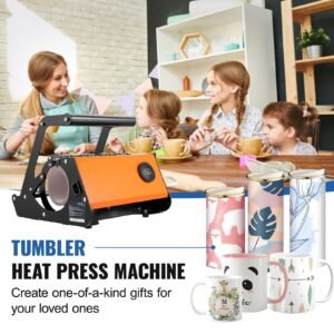 tumbler heat press, 30oz mug heat press machine, sublimation transfer 11 15oz 16 25oz 30oz straight skinny tumblers, with heat resist gloves and tape, for diy ceramic mugs cups glasses