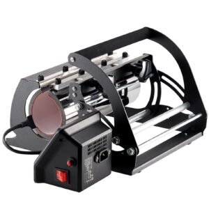 tumbler heat press machine, 11 30oz mug press, heat up fast and even, tumbler press with sublimation paper, tape and gloves, temp and time setting, for sublimation tumblers, cups, mugs, black