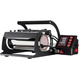 tumbler heat press machine, 11 30oz mug press, heat up fast and even, tumbler press with sublimation paper, tape and gloves, temp and time setting, for sublimation tumblers, cups, mugs, black