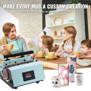 tumbler heat press machine, 11 30oz mug press, heat up fast and even, tumbler press with sublimation paper, tape and gloves, temp and time setting, for sublimation tumblers, cups, mugs, green