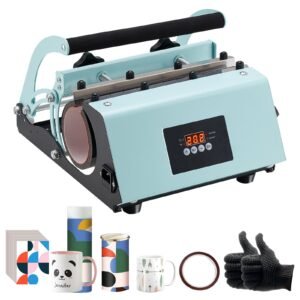 Tumbler Heat Press Machine, 11-30oz Mug Press, Heat Up Fast and Even, Tumbler Press with Sublimation Paper, Tape and Gloves, Temp and Time Setting, for Sublimation Tumblers, Cups, Mugs, Green