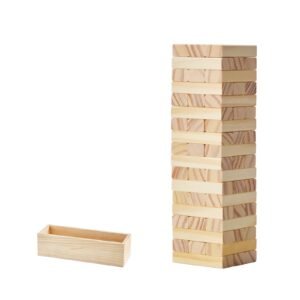 Tumbling Timber Toy, 54 Blocks Tumble Tower Blocks Game, Pine Wood Tumbling Tower Game with Storage Crate, Multiple Ways to Play Wooden Stacking Game, Tumble Tower Family Game for Indoor/Outdoor