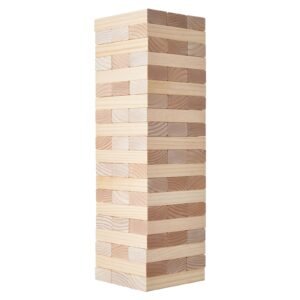 tumbling timber toy, 60 blocks giant tumble tower blocks game, pine wood tumbling tower game with carry bag and scoreboard, wooden stacking game, tumble tower family games for indoor/outdoor