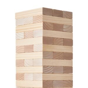 tumbling timber toy, 60 blocks giant tumble tower blocks game, pine wood tumbling tower game with carry bag and scoreboard, wooden stacking game, tumble tower family games for indoor/outdoor