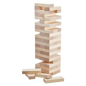 tumbling timber toy, 60 blocks giant tumble tower blocks game, pine wood tumbling tower game with storage crate and scoreboard, wooden stacking game, tumble tower family games for indoor/outdoor