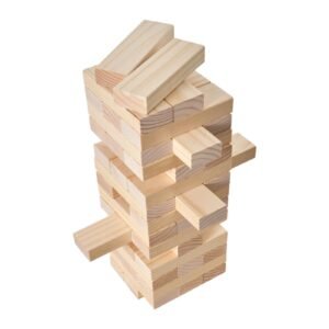 tumbling timber toy, 60 blocks giant tumble tower blocks game, pine wood tumbling tower game with storage crate and scoreboard, wooden stacking game, tumble tower family games for indoor/outdoor