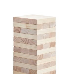 tumbling timber toy, 60 blocks giant tumble tower blocks game, pine wood tumbling tower game with storage crate and scoreboard, wooden stacking game, tumble tower family games for indoor/outdoor