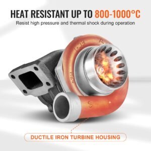 turbo turbocharger with gasket kit, turbo charger replacement for car engines, compatible with 2.5l 6.0l engine displacements, heat resistance engine turbocharger with k418 alloy impeller