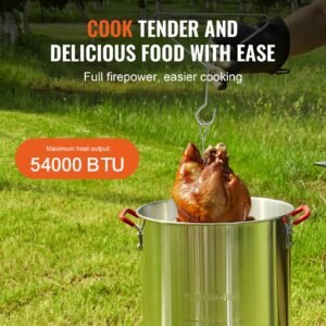 turkey deep fryer, 30 qt turkey fryer boiler steamer cooker set, outdoor aluminum seafood frying pot, 54,000 btu burner propane gas boiler, includes basket, perforated poultry rack, thermometer